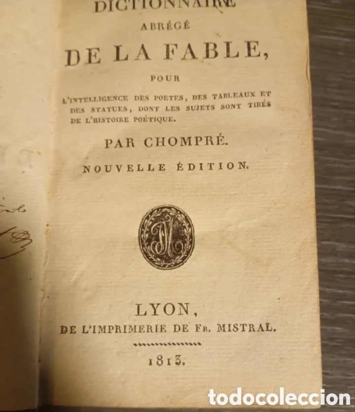 Libros antiguos: 1813-Diccionario de la f&aacute;bula-P. Chompr&egrave;