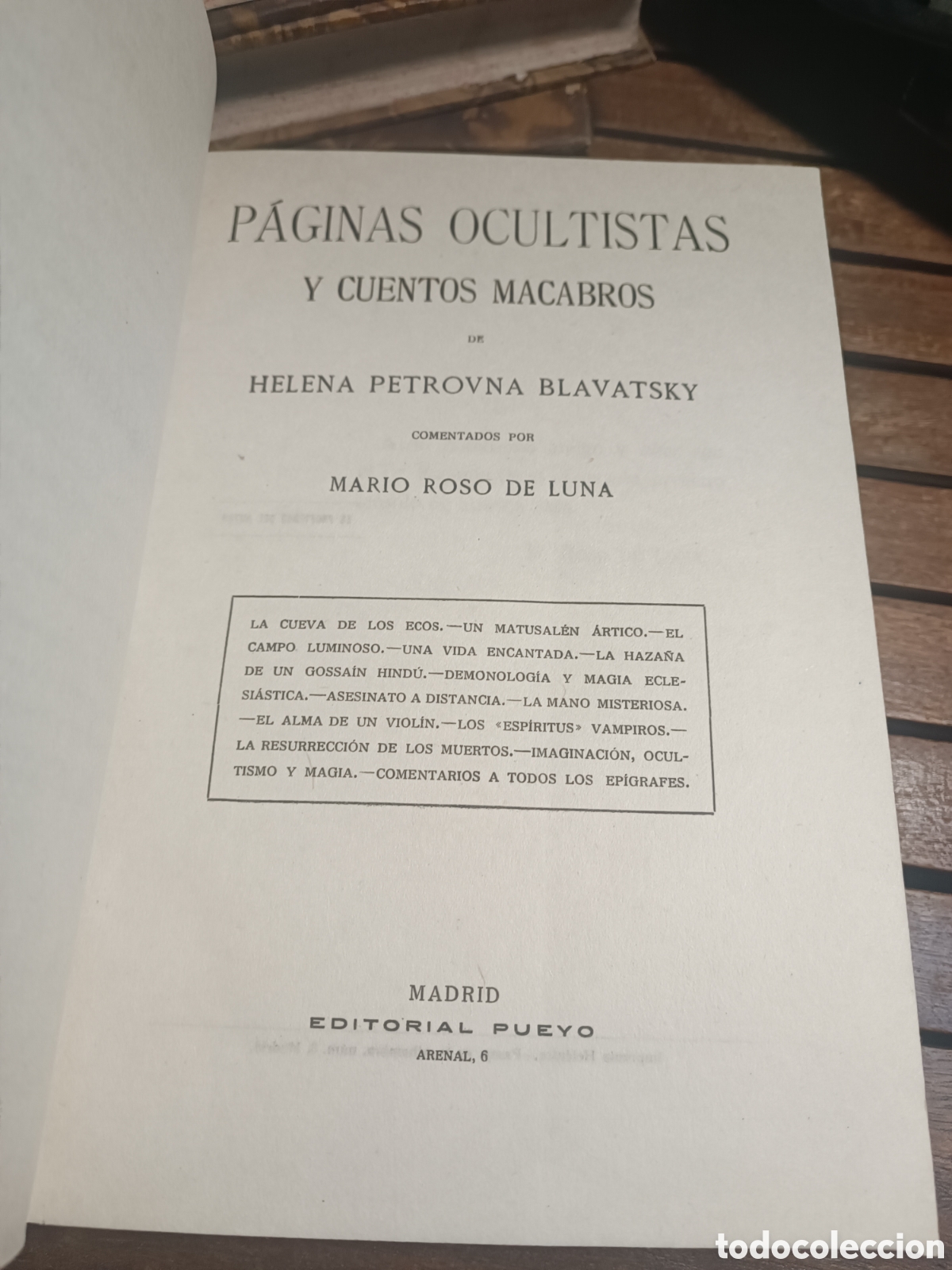 Libros antiguos: PAGINAS OCULTISTAS Y CUENTOS MACABROS HELENA PETROVNA MARIO ROSO DE LUNA 1919 madame blavatsky Mon