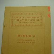 Libros antiguos: VALLADOLID - MEMORIA DE LA ESCUELA INDUSTRIAL DE ARTES Y OFICIOS CURSO DE 1923-24