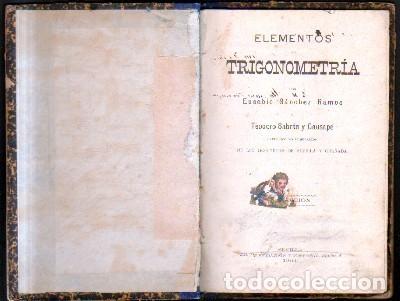 Libros antiguos: ELEMENTOS DE TRIGONOMETR&Iacute;A.     A-MAT-438 - Foto 1