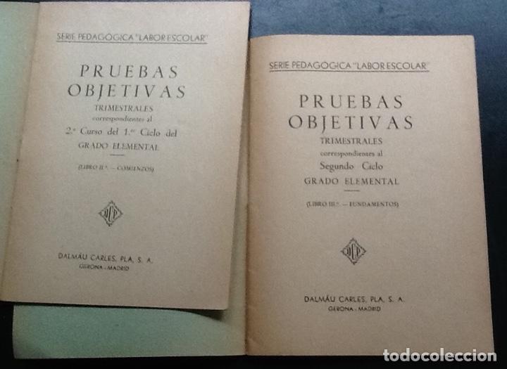 Libros antiguos: PRUEBAS OBJETIVAS TRIMESTRALES, ENSE&Ntilde;ANZA ELEMENTAL - Foto 2