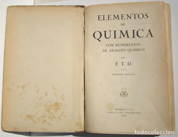 Libros antiguos: Elementos de Qu&iacute;mica - FTD - Foto 2