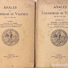 Libros antiguos: 2 ANALES UNIVERSIDAD DE VALENCIA: 1920-21 Y 1921-22. (INST IDIOMAS, ESTUDIOS ACTUARIALES, NIPIOLOGIA. Lote 304668258