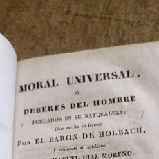 Libros antiguos: MORAL UNIVERSAL O DEBERES DEL HOMBRE.