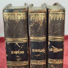 Libros antiguos: EMILIO O DE LA EDUCACION. J. ROUSSEAU. EDIT. TOURNACHON MOLIN. 3 TOMOS. 1824.
