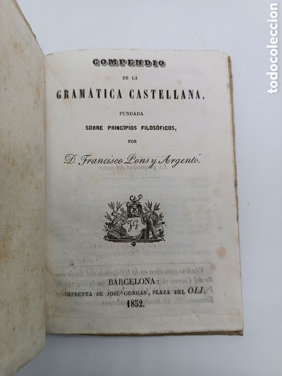 Libros antiguos: Compendio de gram&aacute;tica castellana 1852 - Foto 2