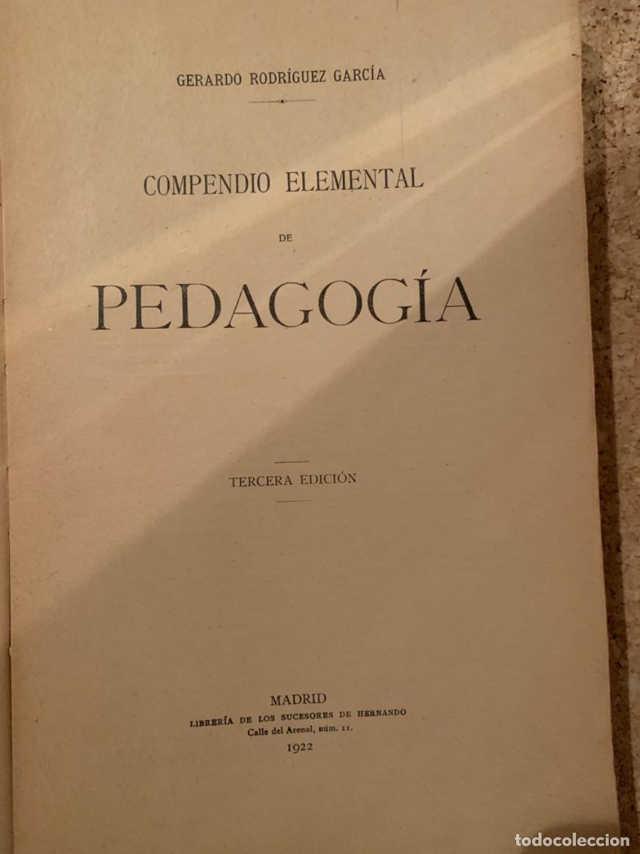 Libros antiguos: Compendio Elemental de Pedagog&iacute;a (Bols 27) - Foto 2