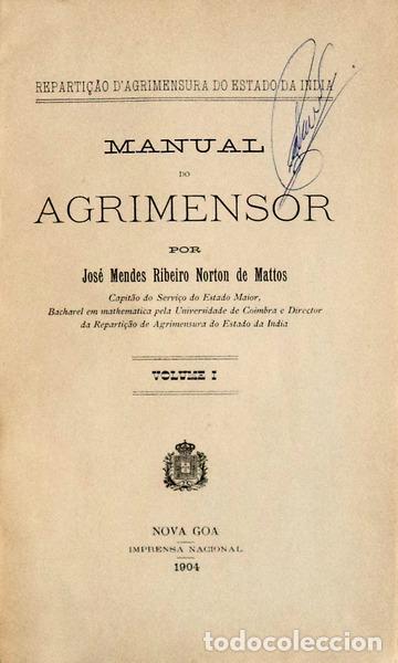 Libros antiguos: NORTON DE MATOS. (Jos&eacute;) - MANUAL DO AGRIMENSOR. - Foto 1