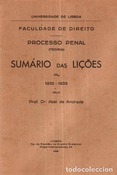 Libros antiguos: ANDRADE. (Prof.Dr. Abel) - PROCESSO PENAL (Teoria). - Foto 1