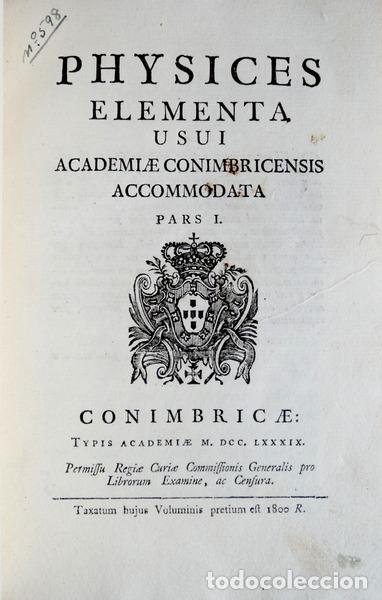 Libros antiguos: DALLA-BELLA. (Jo&atilde;o Ant&oacute;nio) - PHYSICES ELEMENTA - Foto 1