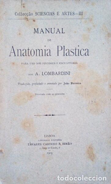Libros antiguos: LOMBARDINI. (A.) - MANUAL DE ANATOMIA PLASTICA. - Foto 1