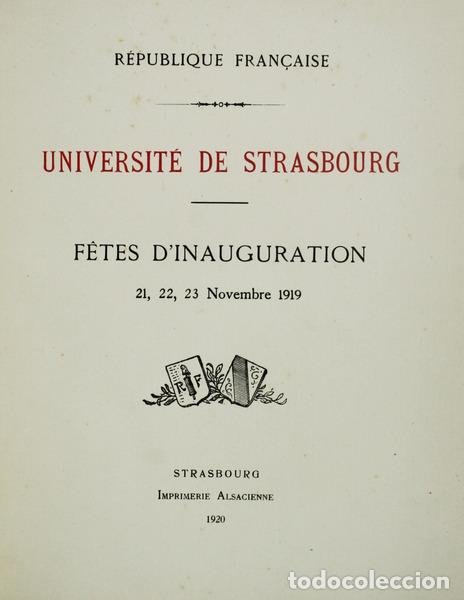 Libros antiguos: UNIVERSIT&Eacute; DE STRASBOURG. - Foto 1