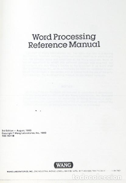 Libros antiguos: WORD PROCESSING, REFERENCE MANUAL. - Foto 1