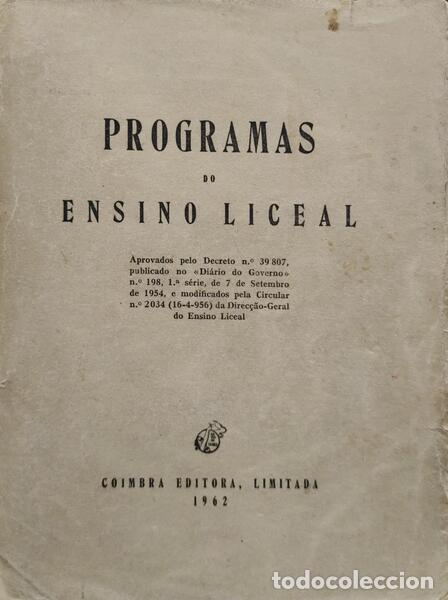 Libros antiguos: PROGRAMAS DO ENSINO LICEAL. - Foto 1