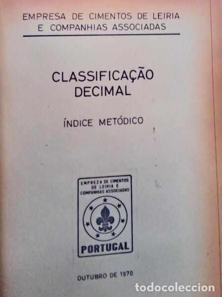 Libros antiguos: CLASSIFICA&Ccedil;&Atilde;O DECIMAL, &Iacute;NDICE MET&Oacute;DICO. - Foto 1