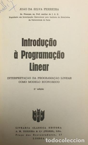Libros antiguos: SILVA FERREIRA. (Jo&atilde;o da) - INTRODU&Ccedil;&Atilde;O &Agrave; PROGRAMA&Ccedil;&Atilde;O LINEAR. - Foto 1