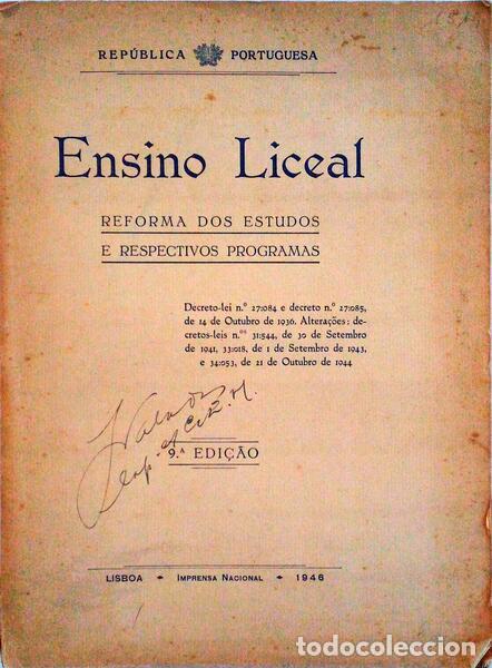 Libros antiguos: ENSINO LICEAL REFORMA DOS ESTUDOS E RESPECTIVOS PROGRAMAS. - Foto 1