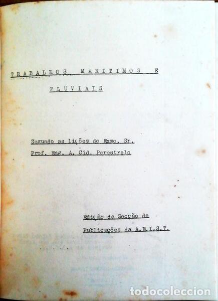 Libros antiguos: PERESTRELO. (A. Cid.) - TRABALHOS MARITIMOS E FLUVIAIS. - Foto 1