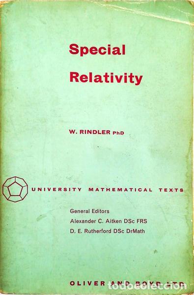 Libros antiguos: RINDLER. (W.) - SPECIAL RELATIVITY. - Foto 1
