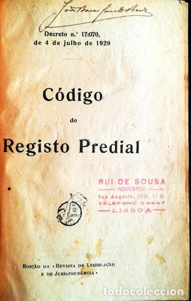 Libros antiguos: C&Oacute;DIGO DO REGISTO PREDIAL. - Foto 1