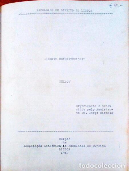 Libros antiguos: MIRANDA. (Jorge) - DIREITO CONSTITUCIONAL, TEXTOS. - Foto 1