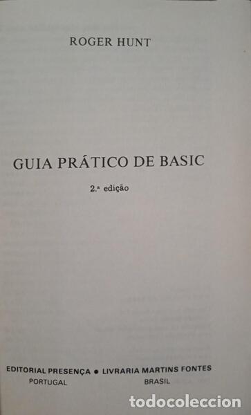 Libros antiguos: HUNT. (Roger) - GUIA PR&Aacute;TICO DE BASIC. - Foto 2