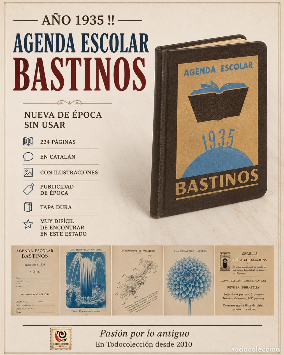 Libros antiguos: A&Ntilde;O 1935 !! | AGENDA ESCOLAR BASTINOS | NUEVA DE &Eacute;POCA SIN USAR | EN CATAL&Aacute;N |