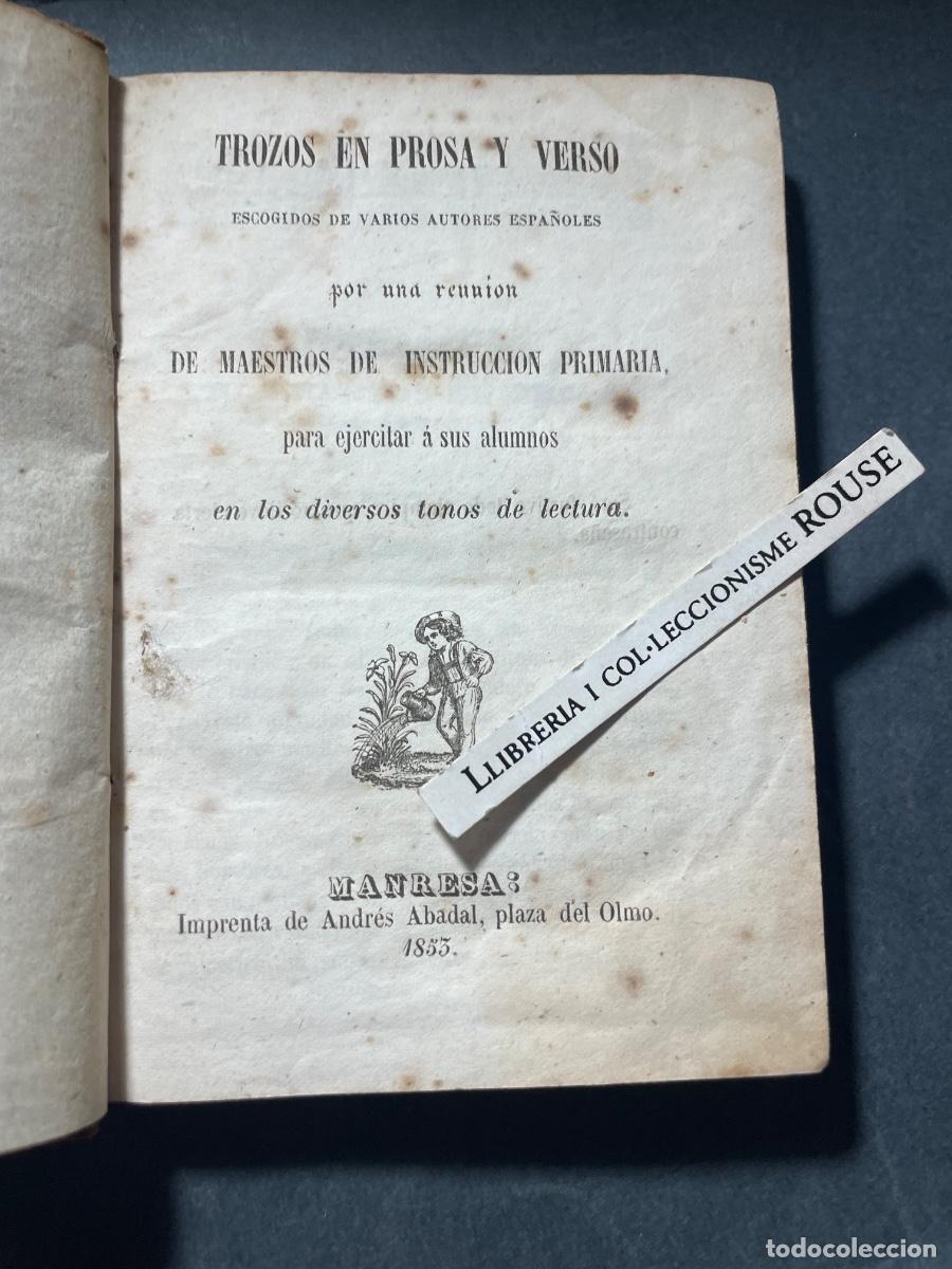 Libros antiguos: MANRESA / ENSE&Ntilde;ANZA- 1853, TROZOS EN PROSA Y VERSO , ESCOGIDOS DE VARIOS AUTORES ESPA&Ntilde;OLES POR UNA