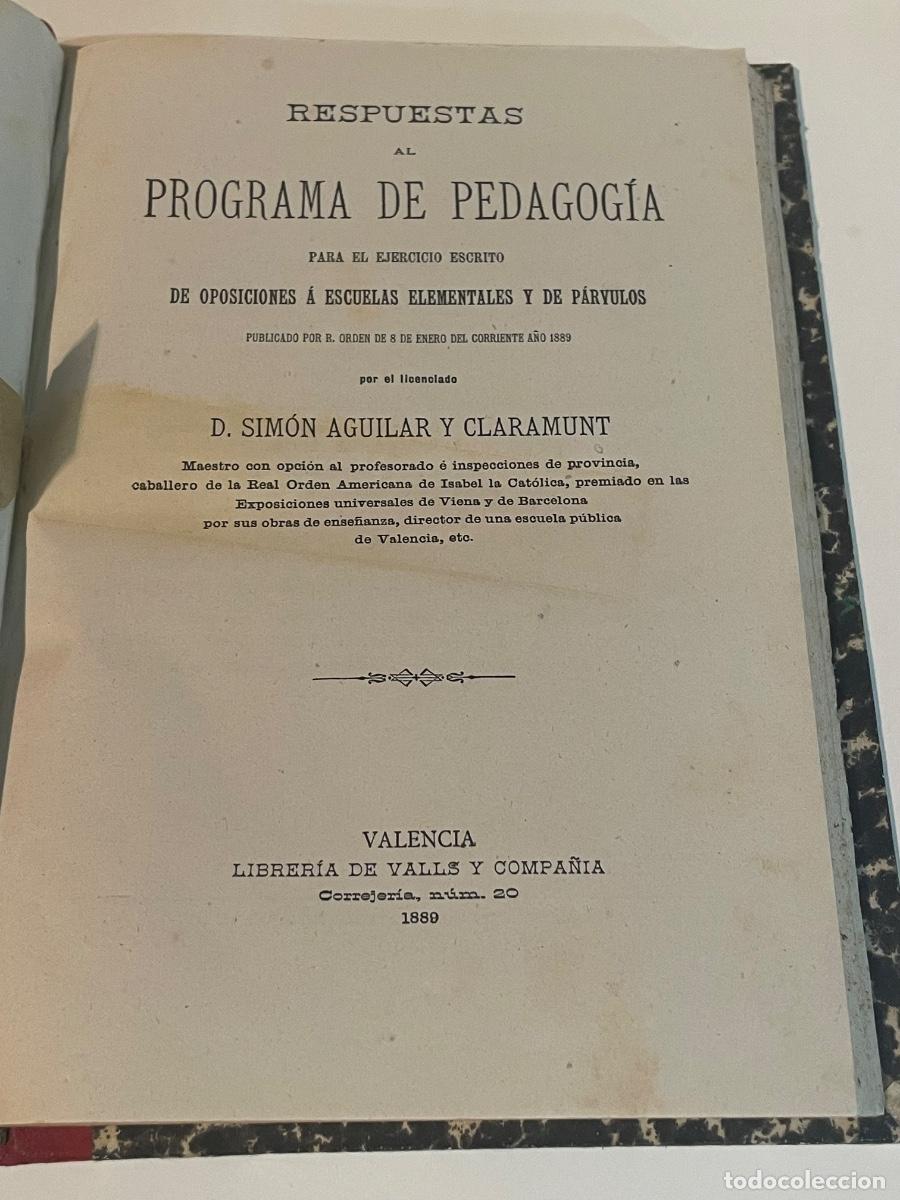 Libros antiguos: ENSE&Ntilde;ANZA - RESPUESTAS AL PROGRAMA DE PEDAGOGIA PARA EL EJERCICIO ESCRITO DE OPOSICIONES A ESCUELAS