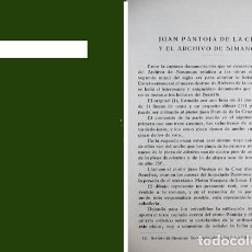 Libros antiguos: PLAZA BORES, ÁNGEL DE LA. JUAN PANTOJA DE LA CRUZ Y EL ARCHIVO DE SIMANCAS. 1935.