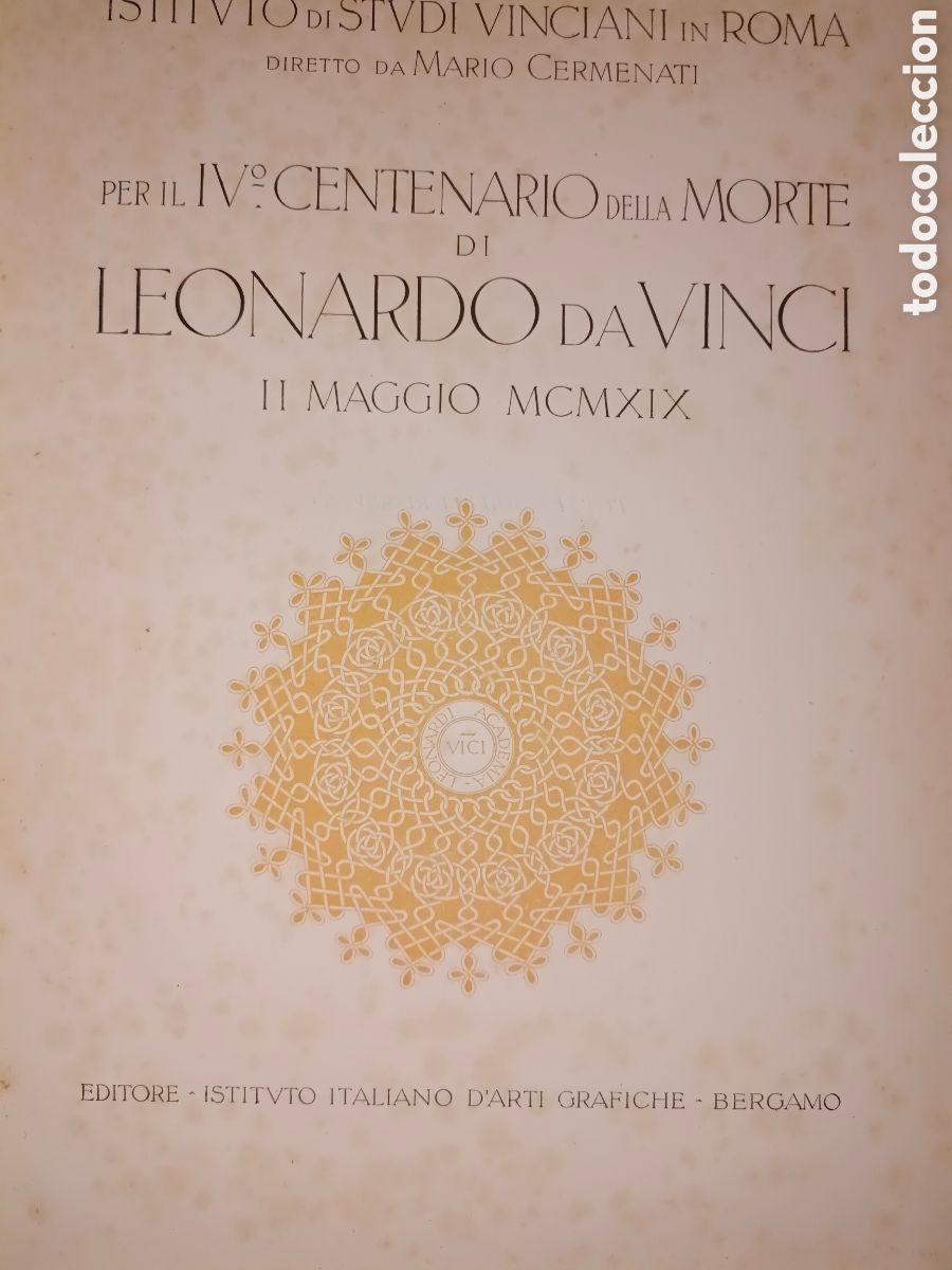 Libros antiguos: Leonardo Da Vinci Pero Il IV Centenario - Foto 7