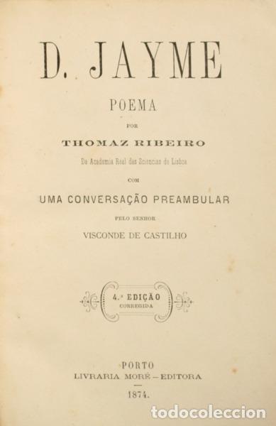 Libros antiguos: RIBEIRO. (Tom&aacute;s) - D. JAYME. - Foto 1
