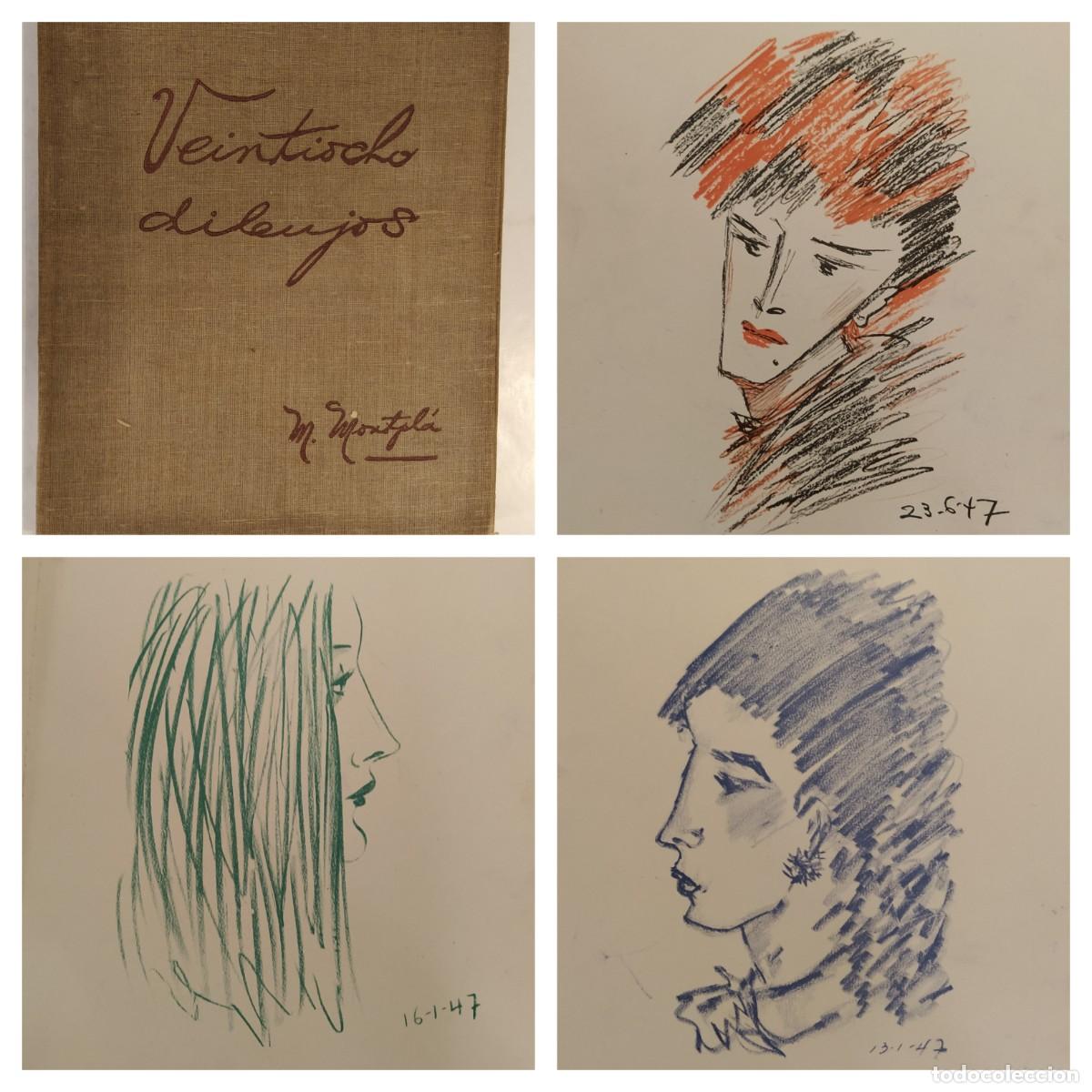Libros antiguos: VENTIOCHO DIBUJOS - MONTPLA - A&Ntilde;O 1947 - LIBRO INCOMPLETO - CON 17 LAMINAS DE LAS 28 - VER FOTOS
