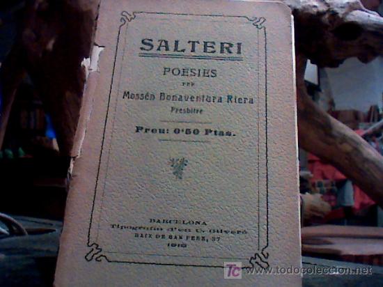 Libros antiguos: salteri (poesies per mossen bonaventura riera, presbitre, 1910)