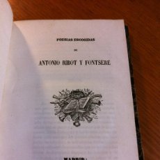 Libros antiguos: LIBRO POESIAS 1846 ANTONIO RIBOT Y FONTSERE