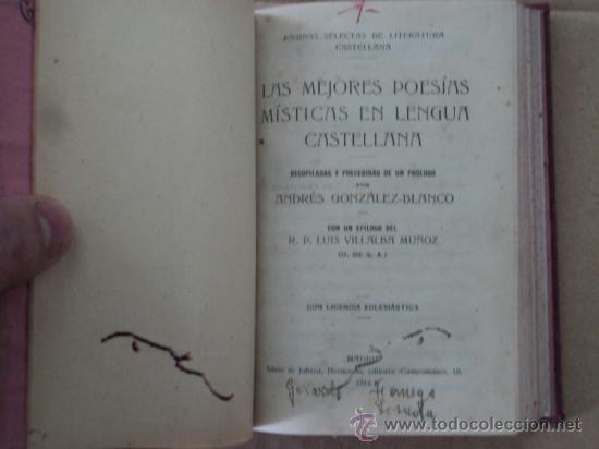 Libros antiguos: Las mejores Poes&iacute;as m&iacute;sticas en lengua castellana + las albores de Mayo