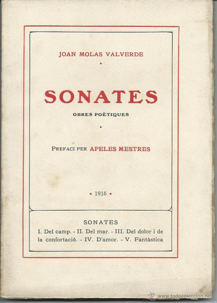 Libros antiguos: Sonates, obres po&egrave;tiques de Joan Molas Valverde