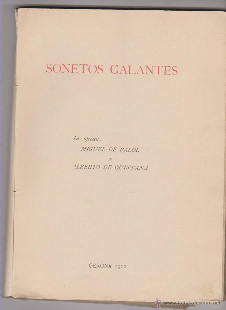 Libros antiguos: SONETOS GALANTES, MIGUEL DE PALOL I FELIU, 1912