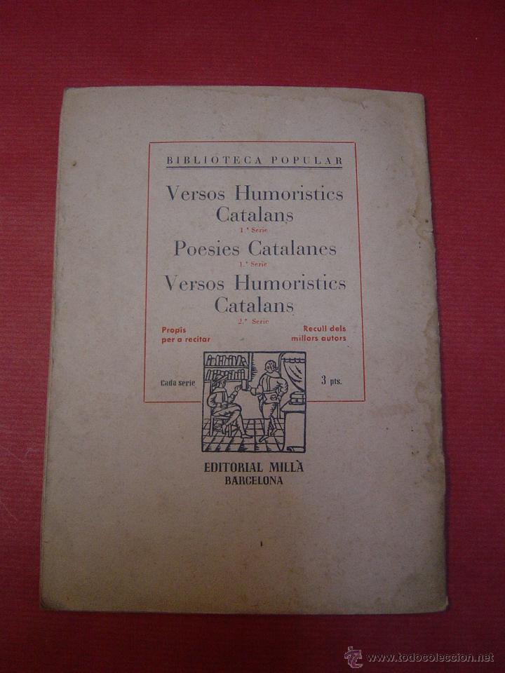 Libros antiguos: Versos humoristics catalans - Foto 2