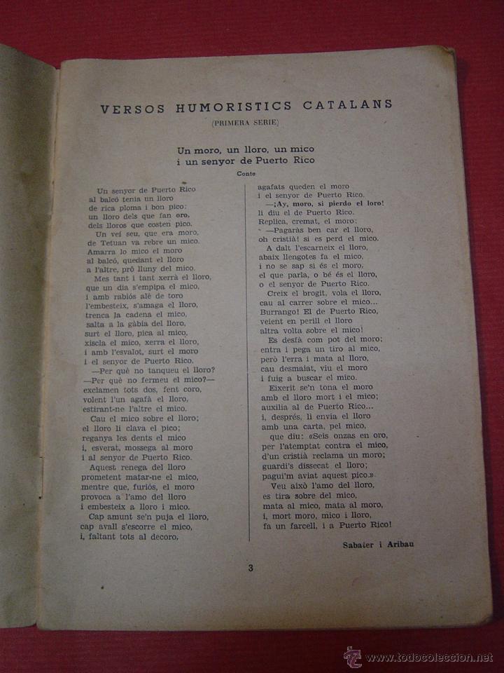 Libros antiguos: Versos humoristics catalans - Foto 3