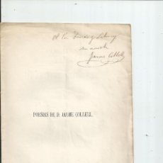 Libros antiguos: 1869 - POESÍAS DE D. JAUME COLLELL PREMIADAS EN LOS JOCHS FLORALS DE BARCELONA - AUTÓGRAFO