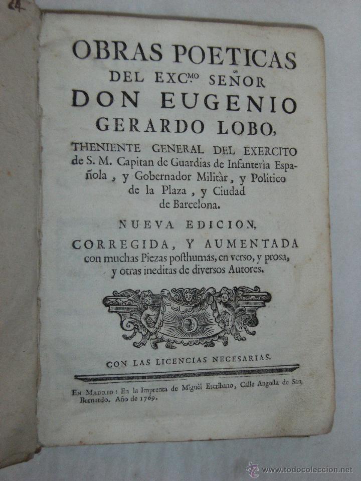 Libros antiguos: OBRAS PO&Eacute;TICAS LOBO MILITAR CONQUISTA ORAN ALGERIA PERGAMINO POESIA ESPA&Ntilde;A 1769