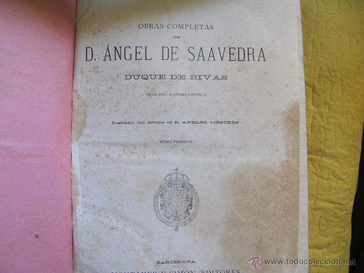 Libros antiguos: OBRAS COMPLETAS DEL DUQUE DE RIVAS - Foto 6
