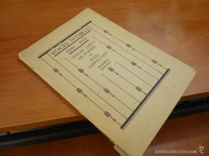 Libros antiguos: voces intimas 1919 1923, tercer libro de poemas de julio zarraluqui, firmado por el autor