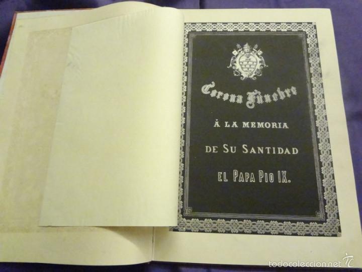 Libros antiguos: CORONA FUNEBRE. A LA MEMORIA DE S.S. EL PAPA PIO IX.ESTABLECIMIENTO TIPOGRAFICO DE FERNANDO CAO.1878