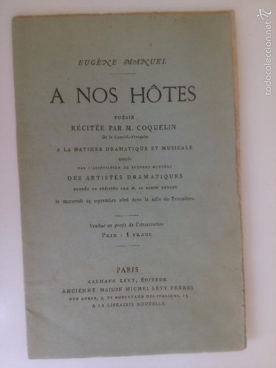 Libros antiguos: A nos hotes. Eugene Manuel - Foto 1