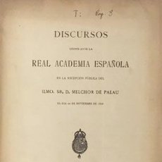 Libros antiguos: MELCHOR DE PALAU: LA CIENCIA COMO FUENTE DE INSPIRACIÓN POÉTICA. (1908). (ALEJANDRO PIDAL Y MON