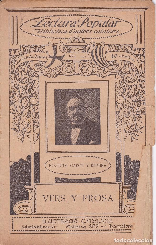 Libros antiguos: N&ordm;157 JOAQUIM CABOT Y ROVIRA - VERS Y PROSA ( ILUSTRACIO CATALANA)