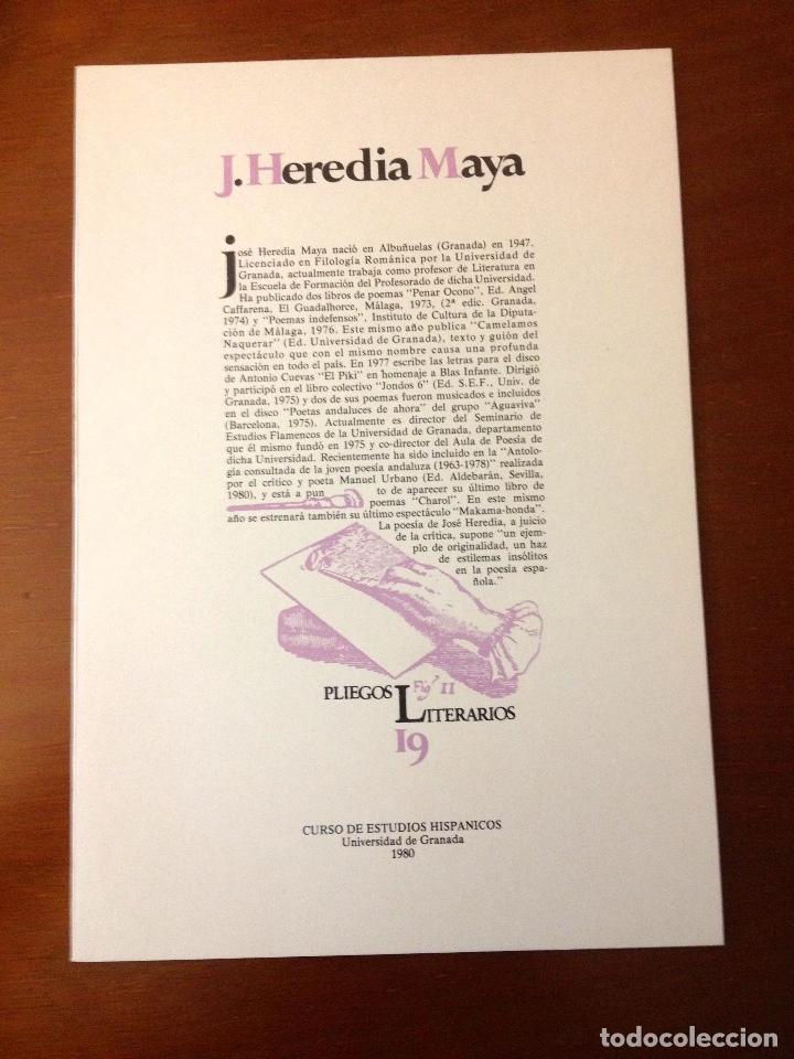 Libros antiguos: HEREDIA MAYA, Jos&eacute;. Pliego literario de Granada