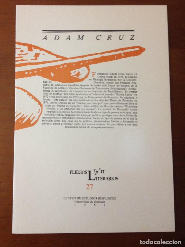 Libros antiguos: Adam Cruz, Pliego literario